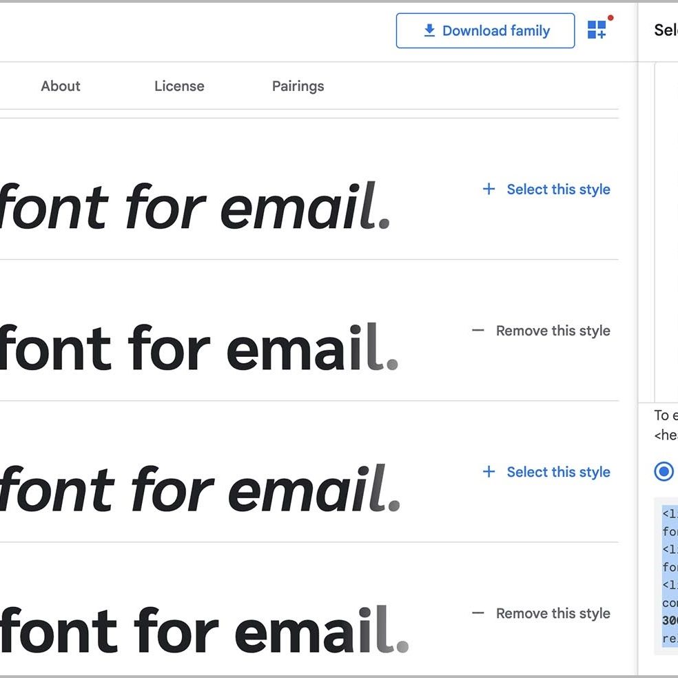 Email Configuration | Choosing a Font